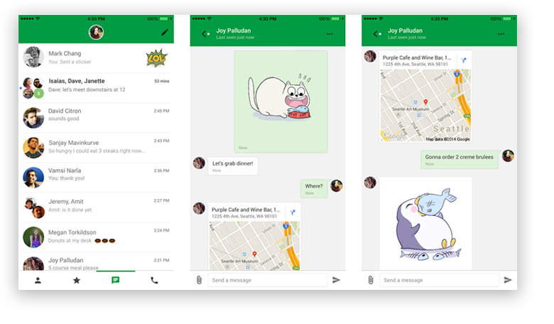 Google Hangouts Interface