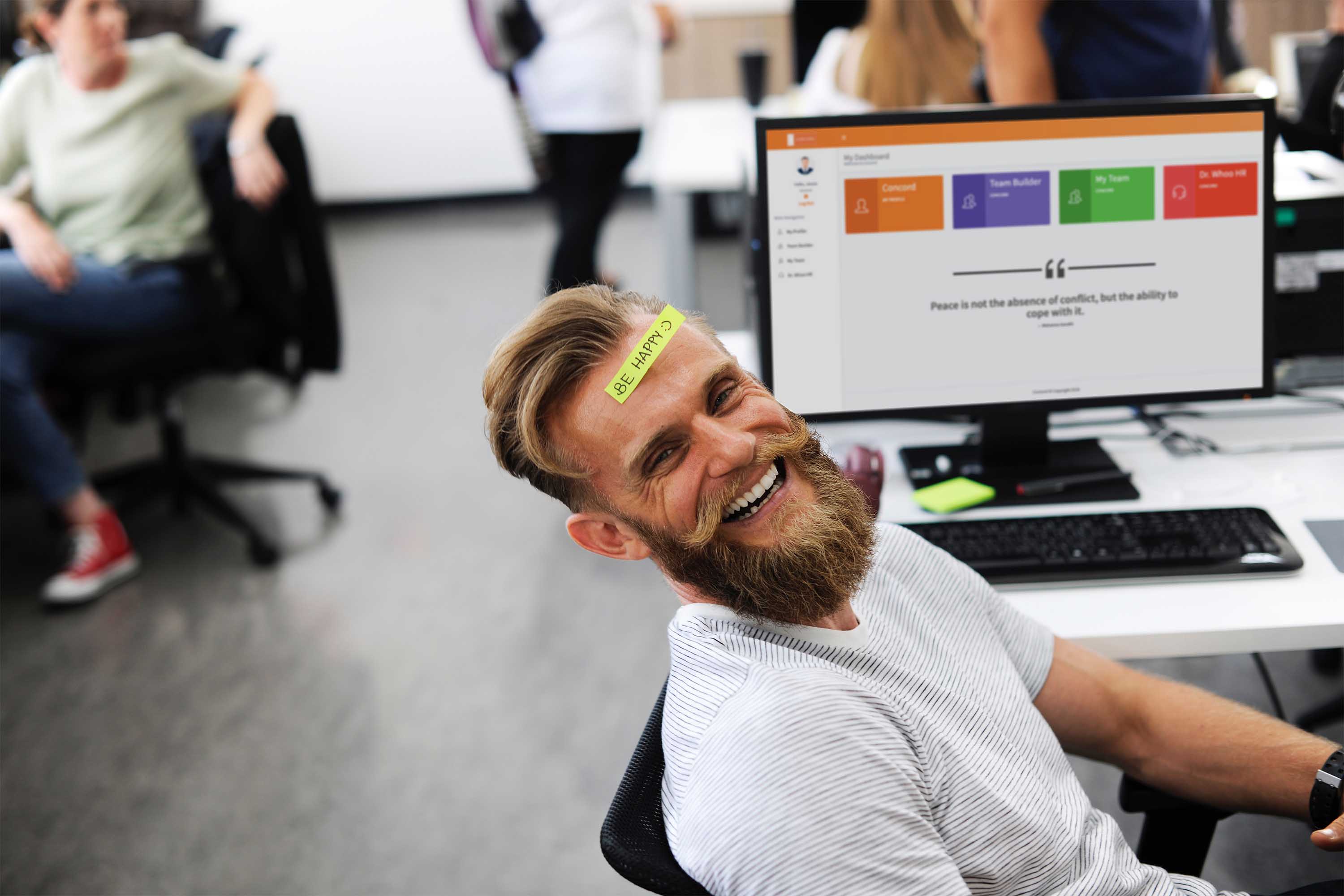 Happy man at work